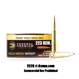 Image of Federal Gold Medal Berger 223 Ammo - 20 Rounds of 73 Grain HPBT Ammunition