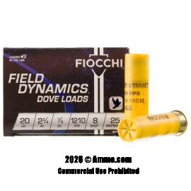 Image of Fiocchi 20 Gauge Ammo - 250 Rounds of 7/8 oz. #8 Shot Ammunition