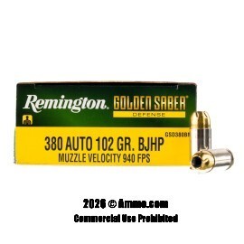 Image of Remington Golden Saber 380 ACP Ammo - 20 Rounds of 102 Grain BJHP Ammunition
