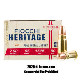 Image of Fiocchi 7.62 Tokarev Ammo - 50 Rounds of 85 Grain FMJ Ammunition