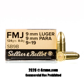 Image of Sellier and Bellot 9mm Ammo - 1000 Rounds of 124 Grain FMJ Ammunition