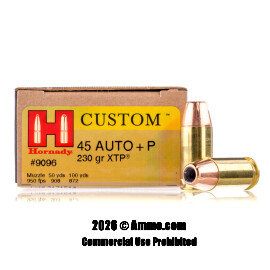 Image of Hornady 45 ACP +P Ammo - 20 Rounds of 230 Grain JHP Ammunition