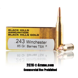 Image of Black Hills Gold Ammunition 243 Win Ammo - 20 Rounds of 85 Grain TSX Ammunition