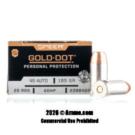 Image of Speer 45 ACP Ammo - 20 Rounds of 185 Grain HP Ammunition
