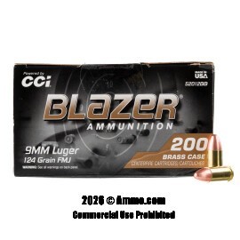 Blazer Brass 9mm Ammo - 200 Rounds of 124 Grain FMJ Ammunition