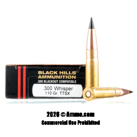 Image of Black Hills Ammunition 300 AAC Blackout Ammo - 20 Rounds of 110 Grain TTSX Ammunition