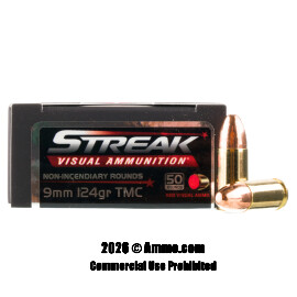 Image of Ammo Inc. Streak 9mm Ammo - 50 Rounds of 124 Grain TMJ Non-Incendiary Visual Tracer Ammunition