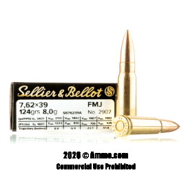 Image of Sellier and Bellot 7.62x39 Ammo - 600 Rounds of 124 Grain FMJ Ammunition