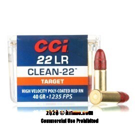 CCI Clean-22 22 LR Ammo - 100 Rounds of 40 Grain Poly-Coated LRN Ammunition