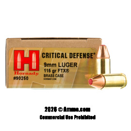 Image of Hornady 9mm Ammo - 25 Rounds of 115 Grain JHP Ammunition