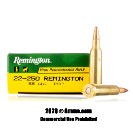 Image of Remington 22-250 Rem Ammo - 20 Rounds of 55 Grain PSP Ammunition