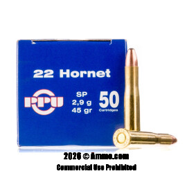 Image of Prvi Partizan 22 Hornet Ammo - 50 Rounds of 45 Grain SP Ammunition