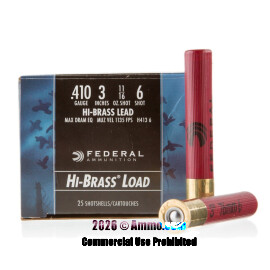 Image For 250 Rounds Of 11/16 oz. #6 Shot 410 Federal Ammunition