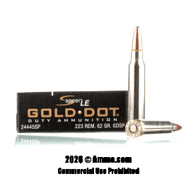 Image of Speer Gold Dot 223 Ammo - 20 Rounds of 62 Grain SP Ammunition
