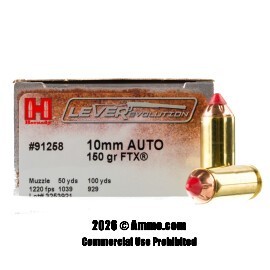 Hornady LEVERevolution 10mm Ammo - 200 Rounds of 150 Grain FTX Ammunition