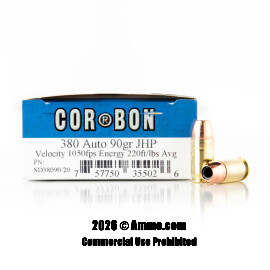 Image of Corbon 380 ACP Ammo - 20 Rounds of 90 Grain JHP Ammunition