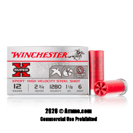 Winchester 12 Gauge Ammo - 25 Rounds of 1-1/8 oz. #6 Shot (Steel) Ammunition