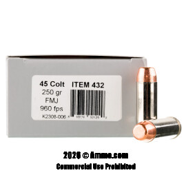 Image of Underwood 45 Long Colt Ammo - 50 Rounds of 250 Grain FMJ Ammunition