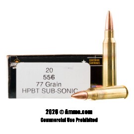 Image of Armscor Subsonic 5.56x45 Ammo - 200 Rounds of 77 Grain OTM Ammunition