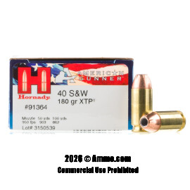 Image of Hornady American Gunner 40 S&W Ammo - 20 Rounds of 180 Grain XTP JHP Ammunition