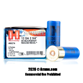 Image of Hornady American Gunner Reduced Recoil 12 Gauge Ammo - 100 Rounds of 00 Buck Ammunition