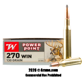 Image of Winchester 270 Win Ammo - 20 Rounds of 130 Grain PP Ammunition