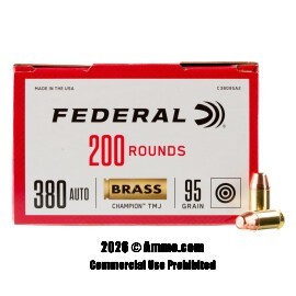 Image of Federal Champion 380 ACP Ammo - 200 Rounds of 95 Grain FMJ Ammunition