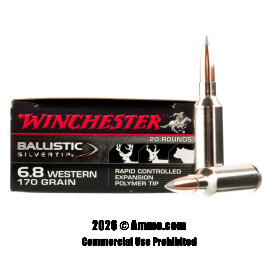 Image of Winchester Ballistic Silvertip 6.8 Western Ammo - 20 Rounds of 170 Grain Polymer Tipped Ammunition