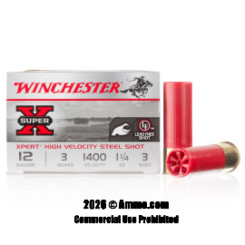 Image of Winchester Super-X 12 Gauge Ammo - 25 Rounds of 3" 1-1/4 oz. #3 Steel Shot Ammunition