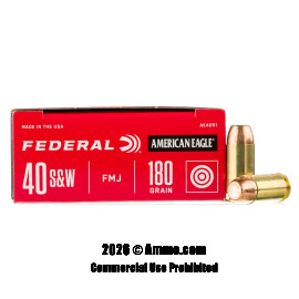 Federal 40 Cal Ammo - 1000 Rounds of 180 Grain FMJ Ammunition