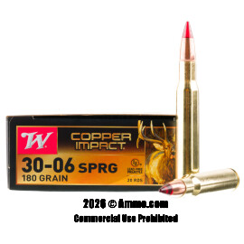 Image of Winchester Copper Impact 30-06 Ammo - 20 Rounds of 180 Grain Copper Extreme Point Ammunition