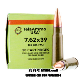 Image of Tela Impex 7.62x39 Ammo - 1000 Rounds of 124 Grain FMJ Ammunition