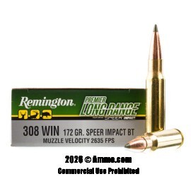 Image of Remington Premier Long Range 308 Win Ammo - 20 Rounds of 172 Grain Speer Impact Ammunition