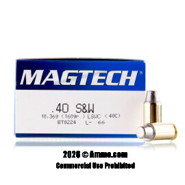 Image of Magtech 40 Cal Ammo - 50 Rounds of 160 Grain Semi-Wadcutter Ammunition