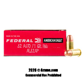 Image of Federal 32 ACP Ammo - 50 Rounds of 71 Grain FMJ Ammunition