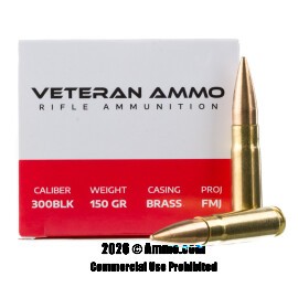 Image of Bulk 300 Blackout Ammo - 500  Rounds of Bulk 150 Grain FMJ Ammunition from Veteran Ammo