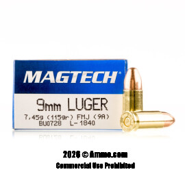 Image of Magtech 9mm Ammo - 50 Rounds of 115 Grain FMJ Ammunition