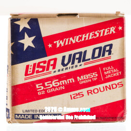 Image of Winchester USA VALOR 5.56x45 Ammo - 125 Rounds of 62 Grain FMJ M855 Ammunition