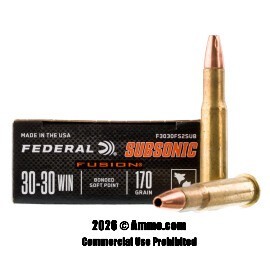 Image of Federal Fusion Subsonic 30-30 Ammo - 200 Rounds of 170 Grain Bonded SP Ammunition