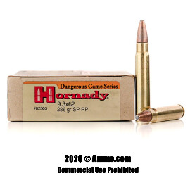 Image of Hornady Dangerous Game Series 9.3x62mm Ammo - 20 Rounds of 286 Grain InterLock SP Ammunition