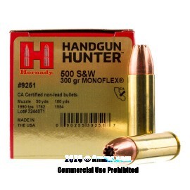 Image of Hornady Handgun Hunter 500 S&W Magnum Ammo - 20 Rounds of 300 Grain MonoFlex Ammunition