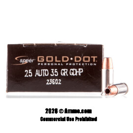 Image of Speer 25 ACP Ammo - 20 Rounds of 35 Grain HP Ammunition