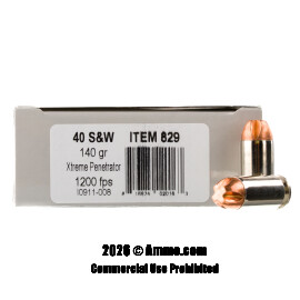 40 S&W - 140 Grain Xtreme Penetrator - Underwood - 20 Rounds
