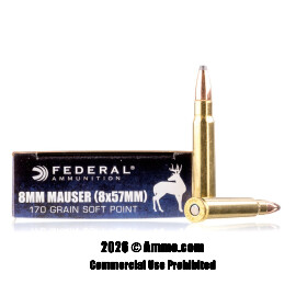 Image of Federal 8mm Ammo - 20 Rounds of 170 Grain SP Ammunition