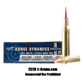 Image of Fiocchi Shooting Dynamics 30-06 Ammo - 20 Rounds of 150 Grain FMJ-BT Ammunition