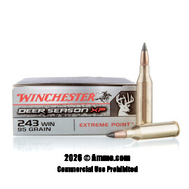 Winchester Deer Season XP 243 Win Ammo - 20 Rounds of 95 Grain Polymer Tipped Ammunition