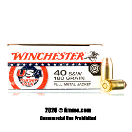 Image of Winchester USA Target Pack 40 S&W Ammo - 500 Rounds of 180 Grain FMJ Ammunition