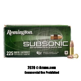 Remington Subsonic 22 LR Ammo - 225 Rounds of 40 Grain CPHP Ammunition