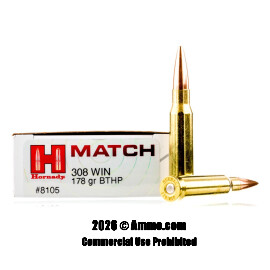 Image of Hornady 308 Win Ammo - 20 Rounds of 178 Grain HPBT Ammunition