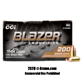 Image of Blazer Brass 9mm Ammo - 1000 Rounds of 115 Grain FMJ Ammunition